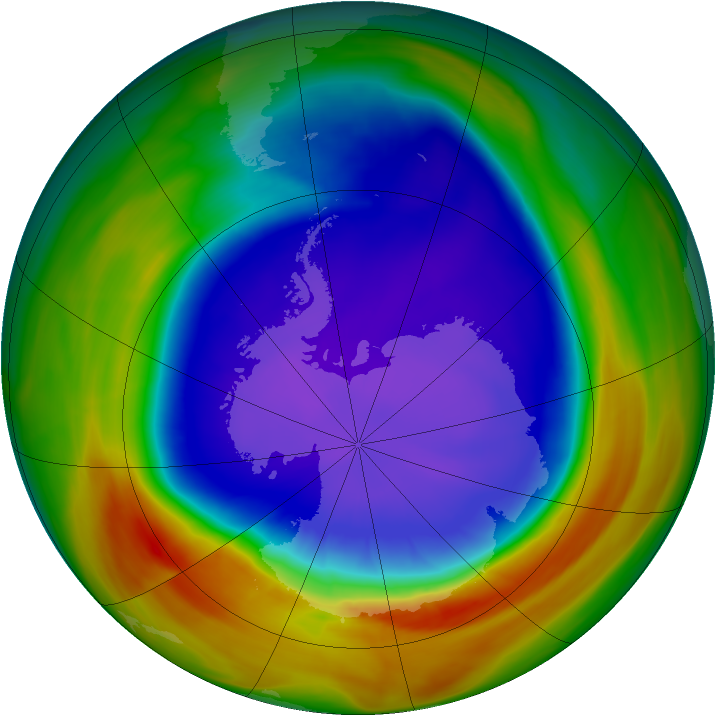 Antarctic ozone map for 25 September 2007